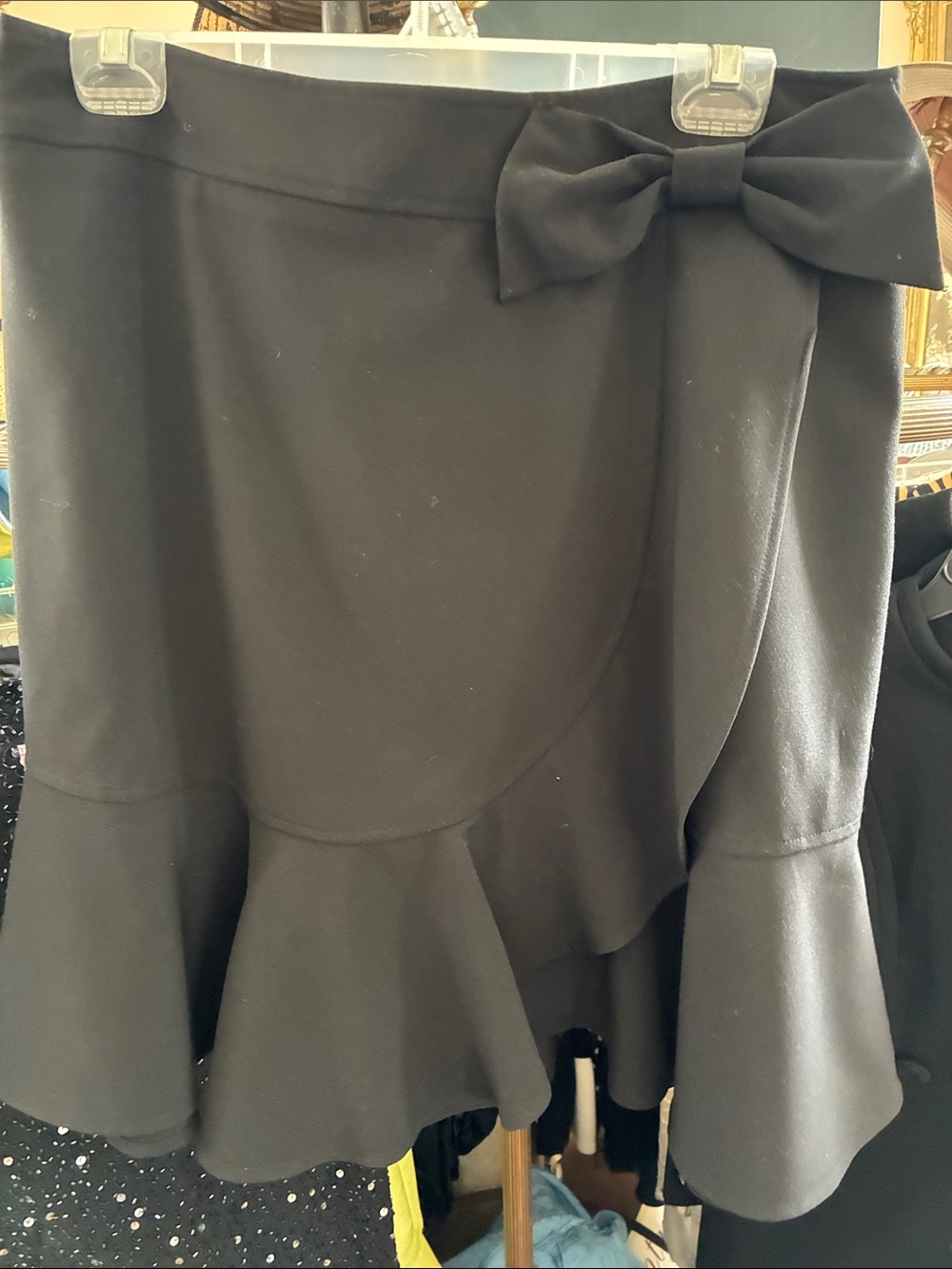 Requirements Black Ruffle Bow Mini Skirt